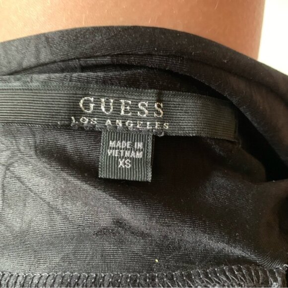 Y2k Guess Black Body Conruched Wide Neck Mini Dress - Picture 3 of 3